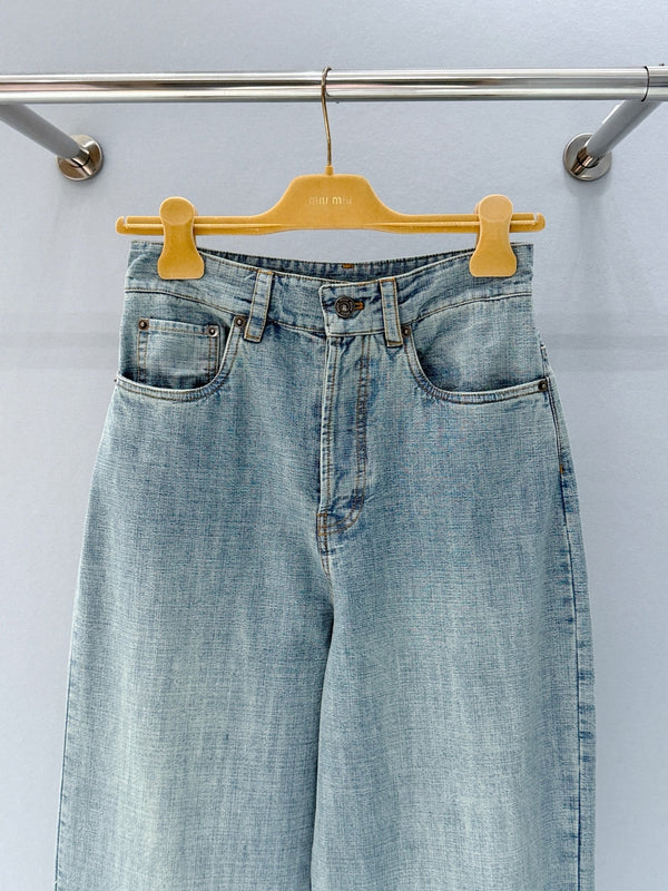 Miumiu 2026 Denim Pant Light Blue Cotton