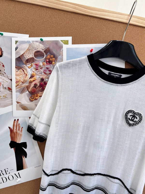 CC 2026 Knit Short-Sleeve Top White Cashmere 472931