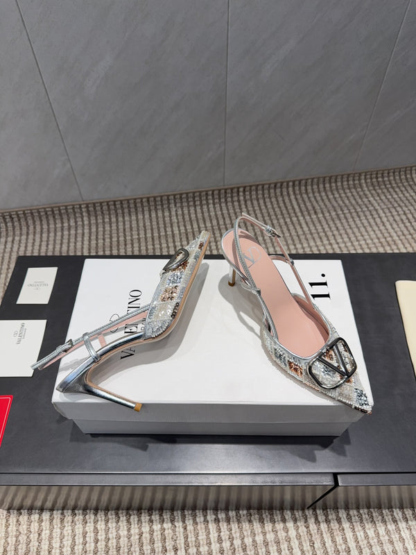 VT 26s Slingback 80 Rhinestones Multicolor Metallic Snake Skin 613877