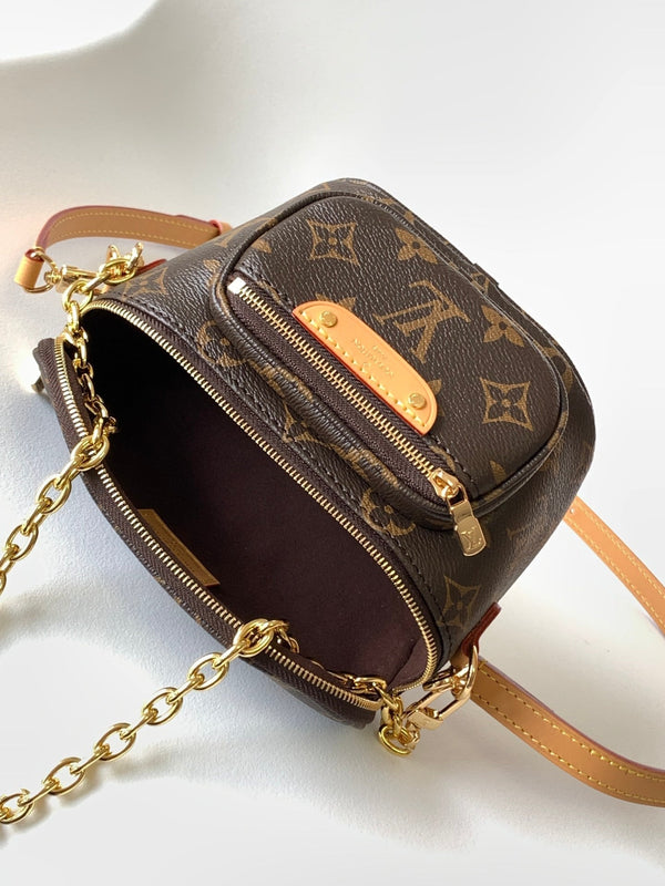 LV Mini Bumbag 17cm Brown Monogram Canvas Leather