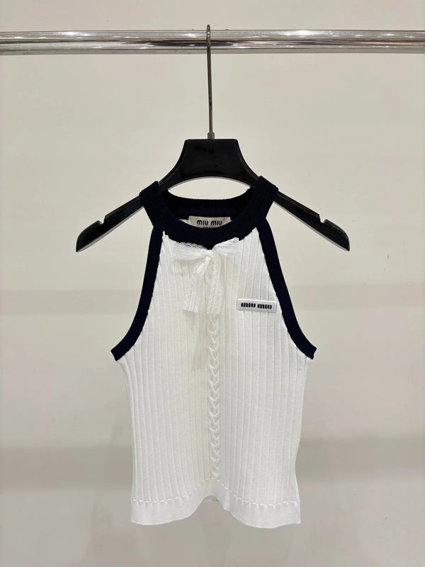 Miu 2026 Halter Neck Knitted Camisole Tencel 394729