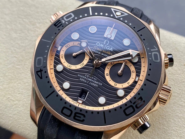 Omega Seamaster Diver 300M Co-Axial Master Chronometer Chronograph 44mm Black Rubber