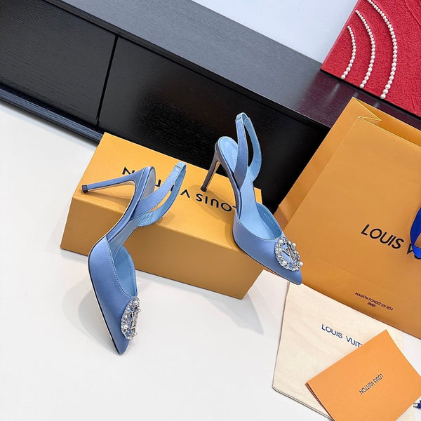 LV 26s Slingback 95 Light Blue Premium Satin 622436
