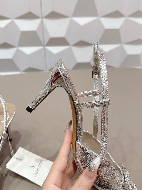 VT 26s Slingback 80 Silver Metallic Snake Skin 613588
