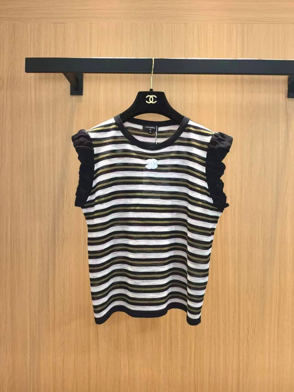 CC 2026 Striped Sleeveless Knit Vest Acrylic 387901