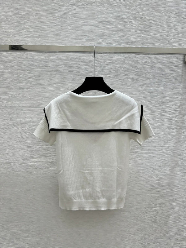 Miu Miu 2026 Sailor-style Knit Top With Tie Detail