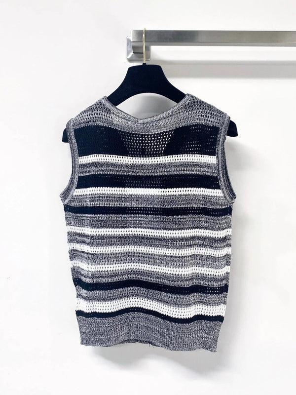 CC 2026 Strips Knit Button-Up Vets Grey Cotton 405725