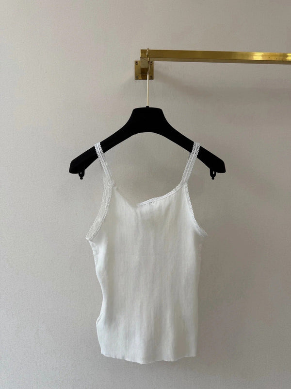 Miu 2026 Camisole White Lace Cotton 394789