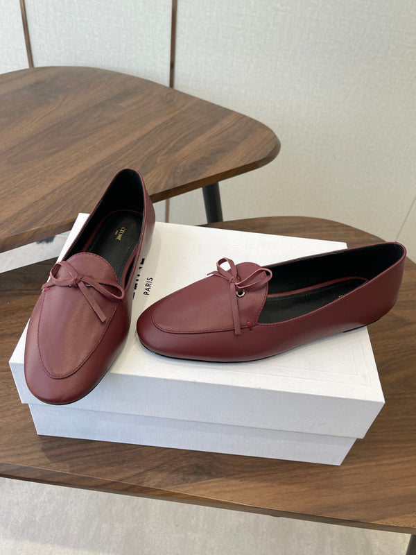 Celine 26 Loafers Burgundy Sheepskin 624691