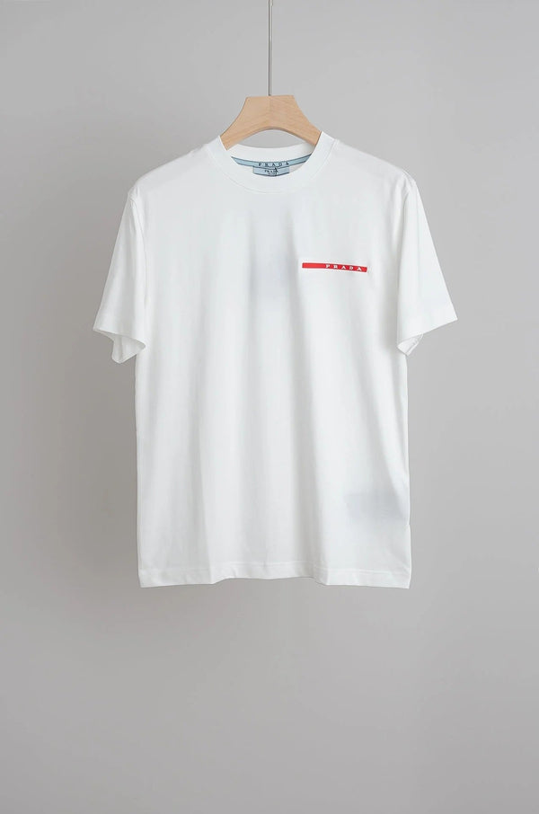 PRA 2026 Men's Short T-shirt White Red Logo Cotton 843627