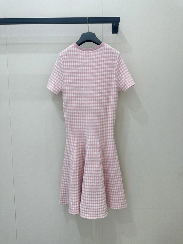 CD 2026 Checkered Knit Dress Pink Viscose 392531