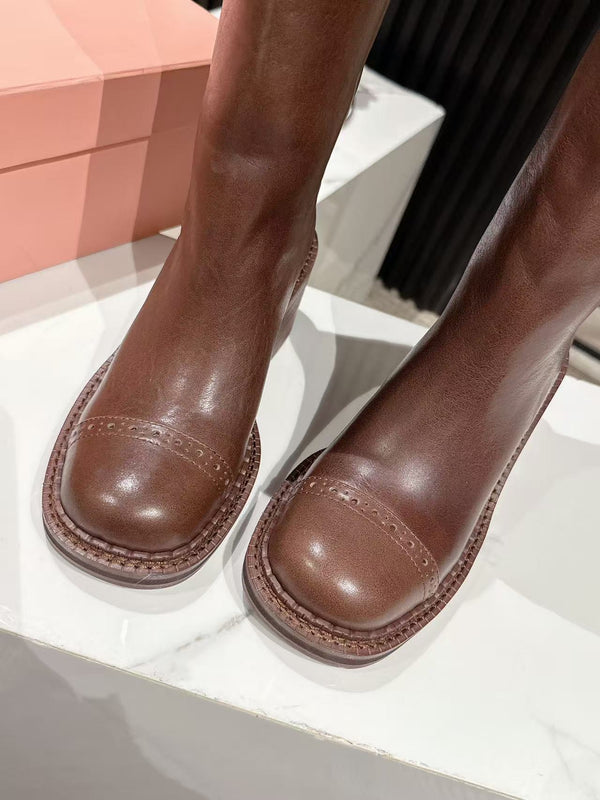 Miu Miu 2026 High Boot 50mm Brown Calfskin 621333