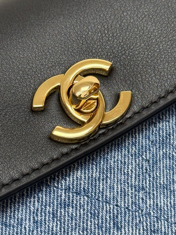 CC 2026 Shopping Bag 31cm Blue Black Denim Calfskin