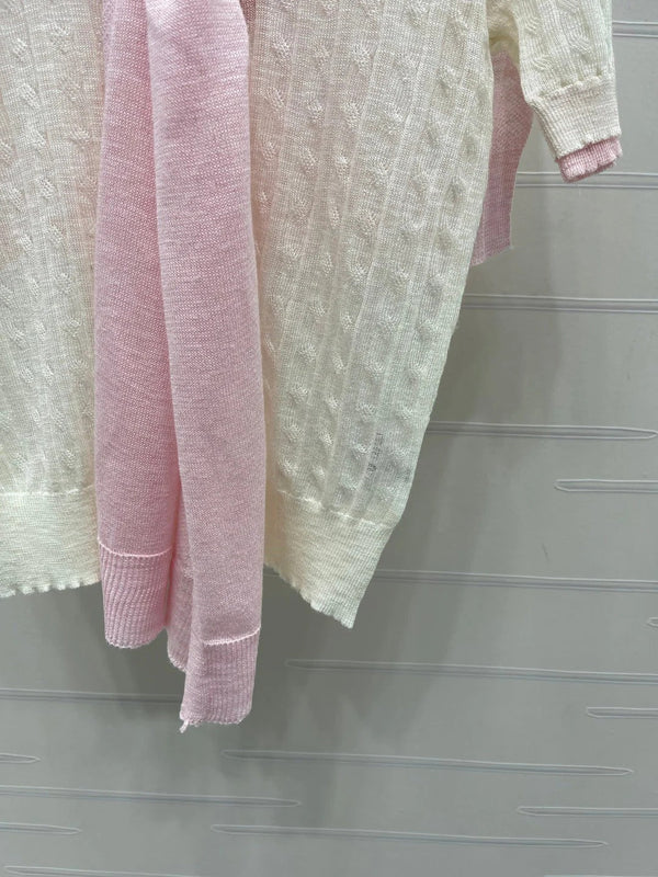 Miu 2026 Shawl Striped Knit Short Sleeve Tencel 397433
