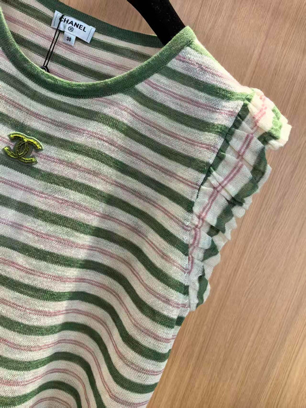 CC 2026 Striped Sleeveless Knit Vest Acrylic 387901