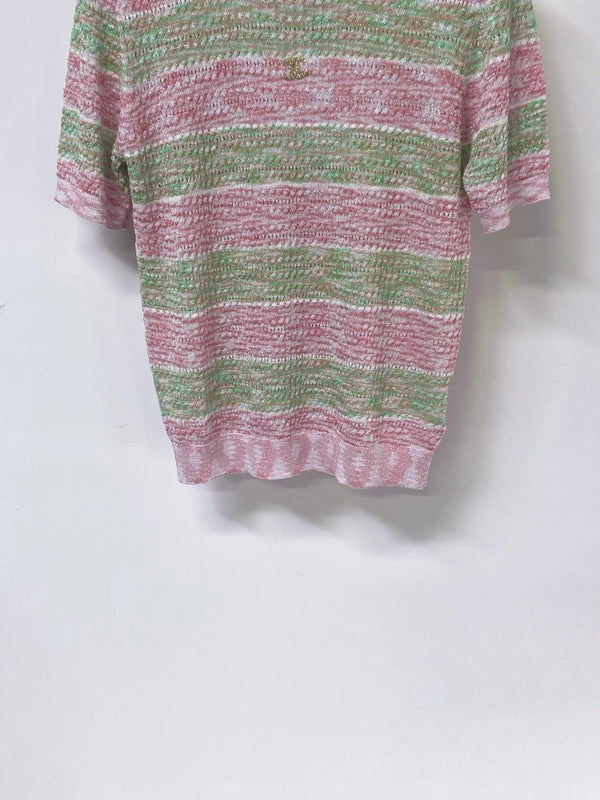 CC 2026 Striped Knit Short-Sleeve Sweater Wool 435128
