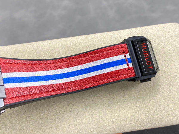 Hublot Big Bang Ferrari Ceramic Watch 45mm Red Blue Leather Strap