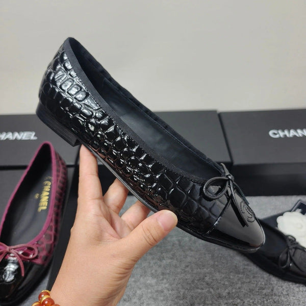 CC 2026 Crocodile Embossed Ballet Flat Glossy Calfskin 855991