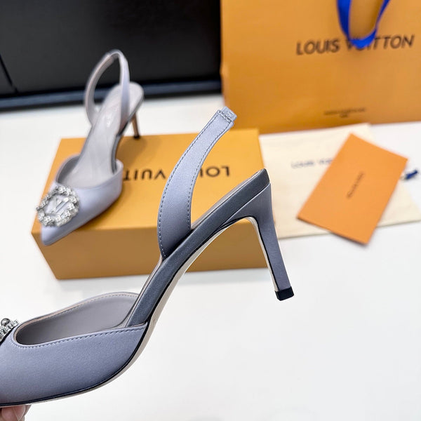 LV 26s Pointed-Toe High Heels 95 Light Lavender Premium Satin 622444