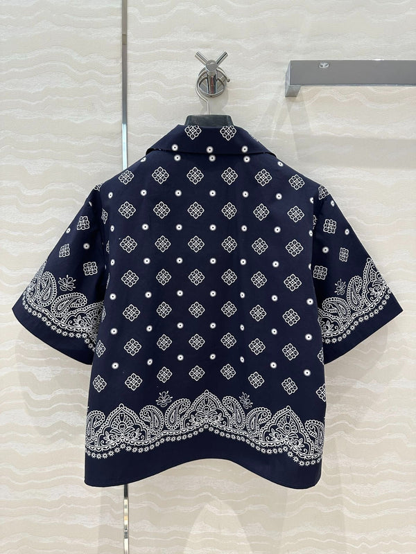MIUMIU MIDNIGHT BLUE SHORT-SLEEVE SHIRT 261480