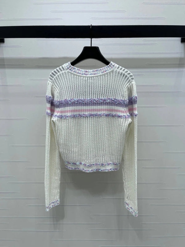 CHANEL 25S LONG SLEEVE OPEN-KNIT SWEATER STYLE 161