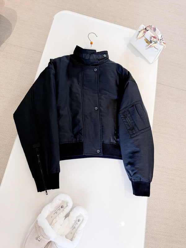 HERMES 25S QUILTED WINDJACKET WITH STAND COLLAR 308