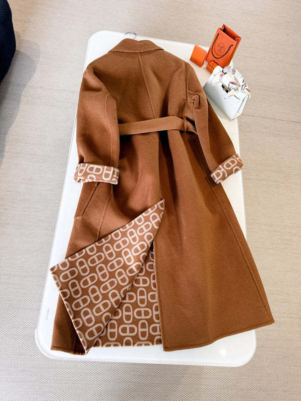 HERMES 25S BELTED CASHMERE PEACOAT 267