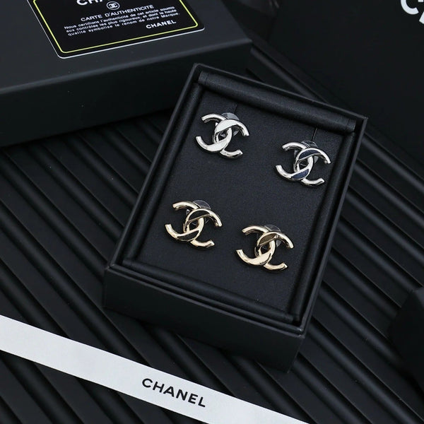 CC 25S DOUBLE C IN METAL EARRINGS