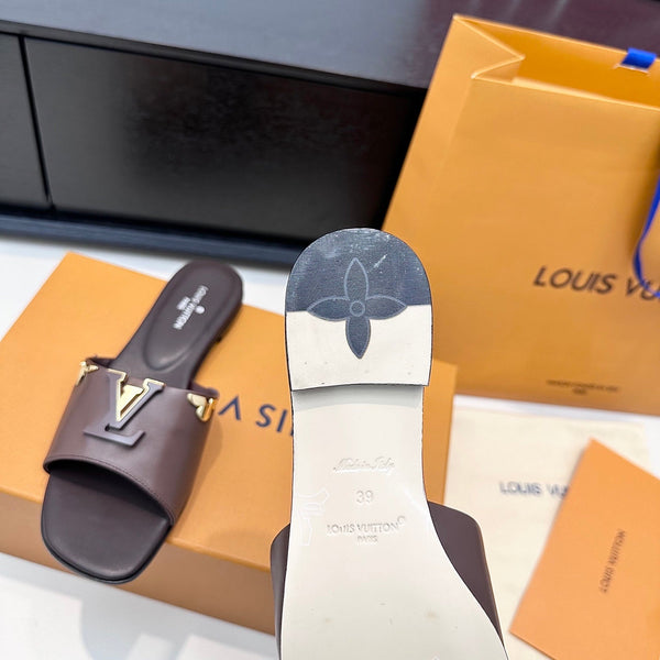 LV 26s V-Buck Sandals Chocolate Brown Calfskin 622403