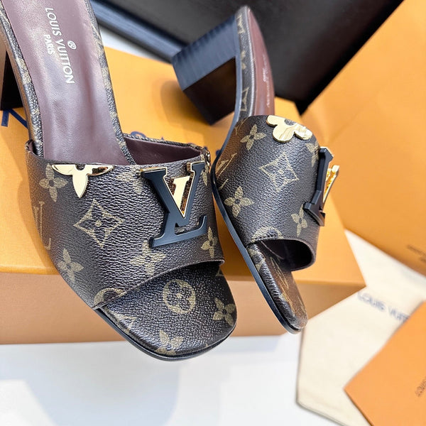 LV 26s High Heels 65 Sandals Dark Brown Calfskin 622392