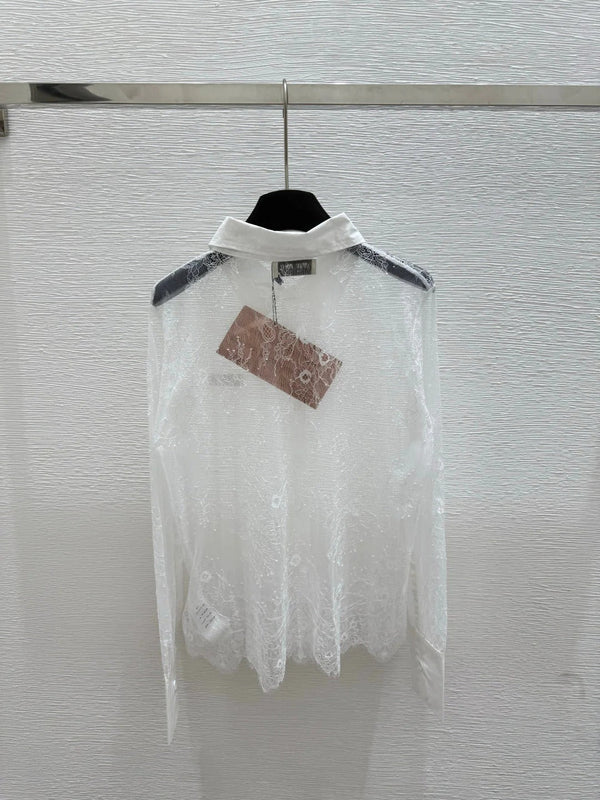MIUMIU LONG-SLEEVE LACE SHIRT 267993