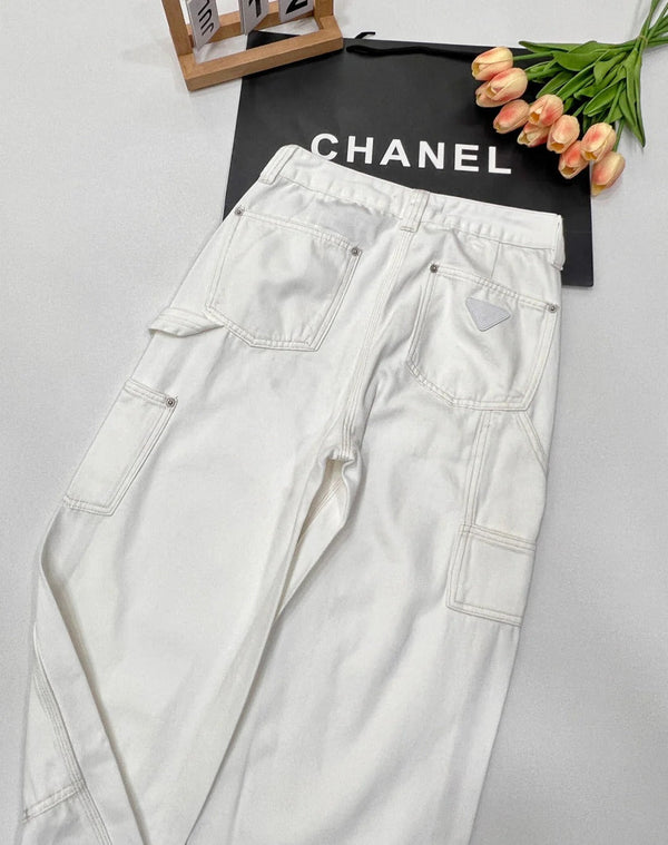 PRADA 25S DENIM WIDE-LEG PANTS 372