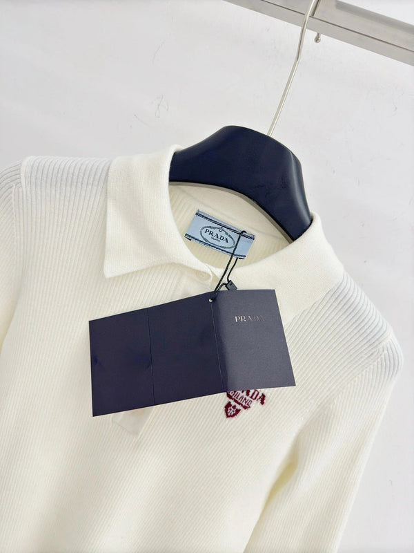 PRADA 25S LONG-SLEEVE KNITTED POLO SHIRT 294