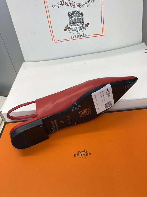 HM 26ss Slingback Flat Red Calfskin 607274