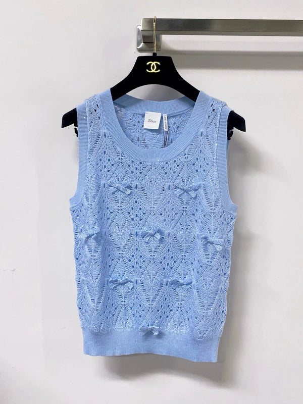 CD 2026 Knit Vest Decorative Bow Pattern Cotton 479899