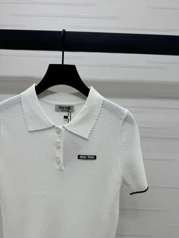 MIUMIU SHORT-SLEEVE KNIT POLO 269424