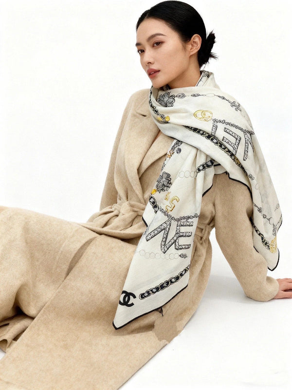 CHANEL 25S SCARF 135 CM IN CASHMERE SILK 941838