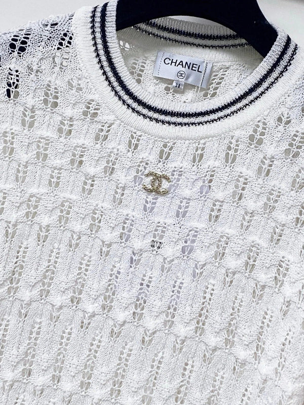CC 2026 White And Black Short-Sleeved Shirt Wool 479934