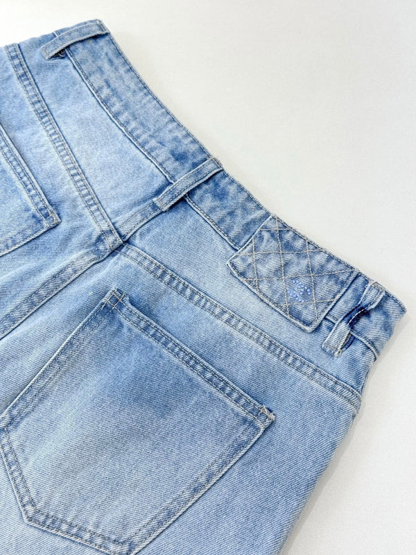 CC 26 Sequined Wide-leg Jeans Light Blue Denim Fabric
