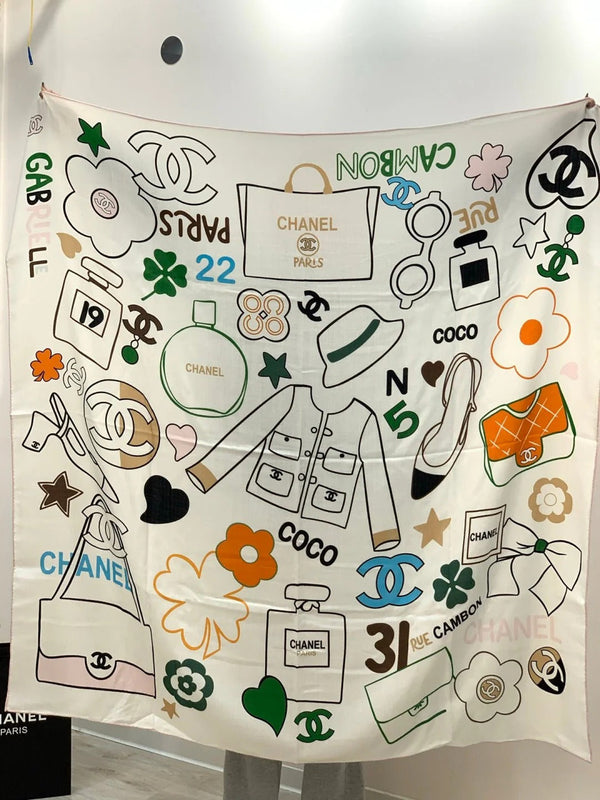 CHANEL 25S SCARF 135 CM IN CASHMERE SILK 943655