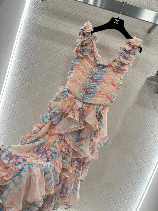 CHANEL 25S CAMELLIA LAYERED DRESS 651