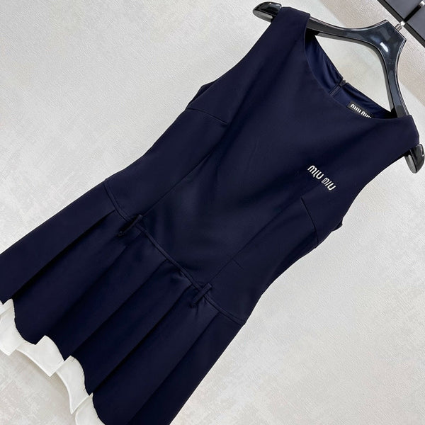 MIU 25S PLEATED VEST DRESS IN ACETATE 264603