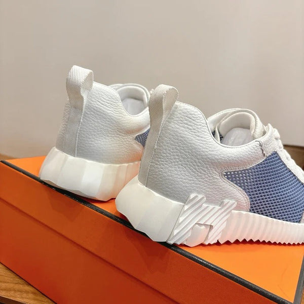HM 26ss Sneakers White Blue Cowhide Fabric 638566