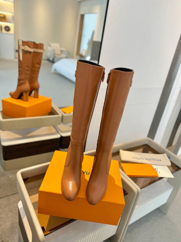 LV Donna High Boot 9.5 Brown Calfskin 573881