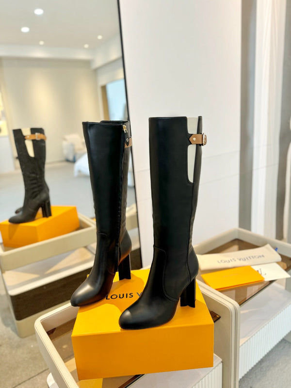 LV Donna High Boot 9.5 Black Calfskin 573879