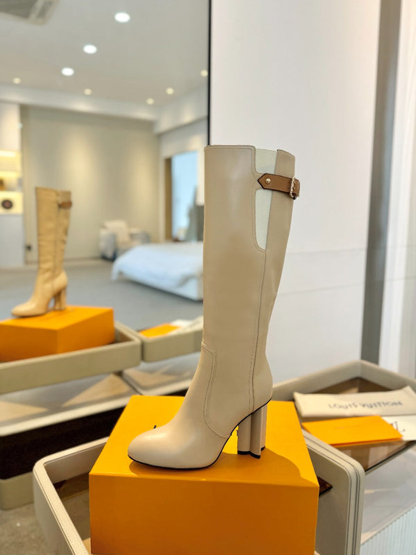 LV Donna High Boot 9.5 Beige Calfskin 573882