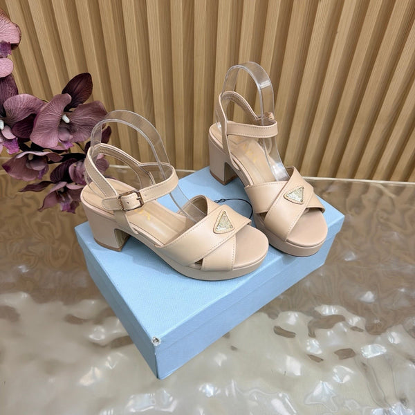Prad 2026 Round-Toe Platform Sandals 75mm Cowhide 151253