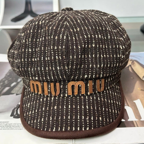 Miu Tweed Newsboy Cap Hat 497142
