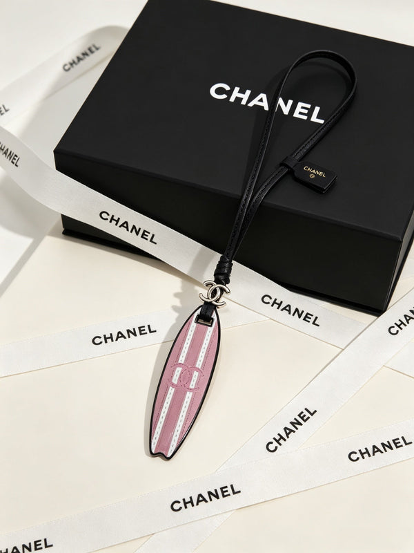 CC Surfboard-shaped Leather Cord Charm