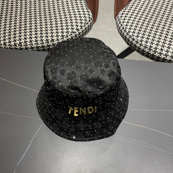 FF Rhinestone Embroidered Fabric Bucket Hat 491651